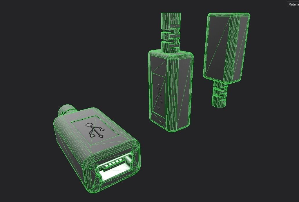 USB M5  Mini 20 Type B Female V1 Low-poly 3D model_2