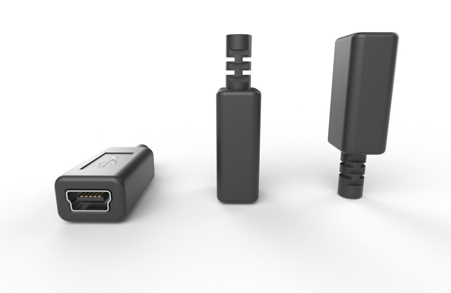 USB M5  Mini 20 Type B Female V1 Low-poly 3D model_5