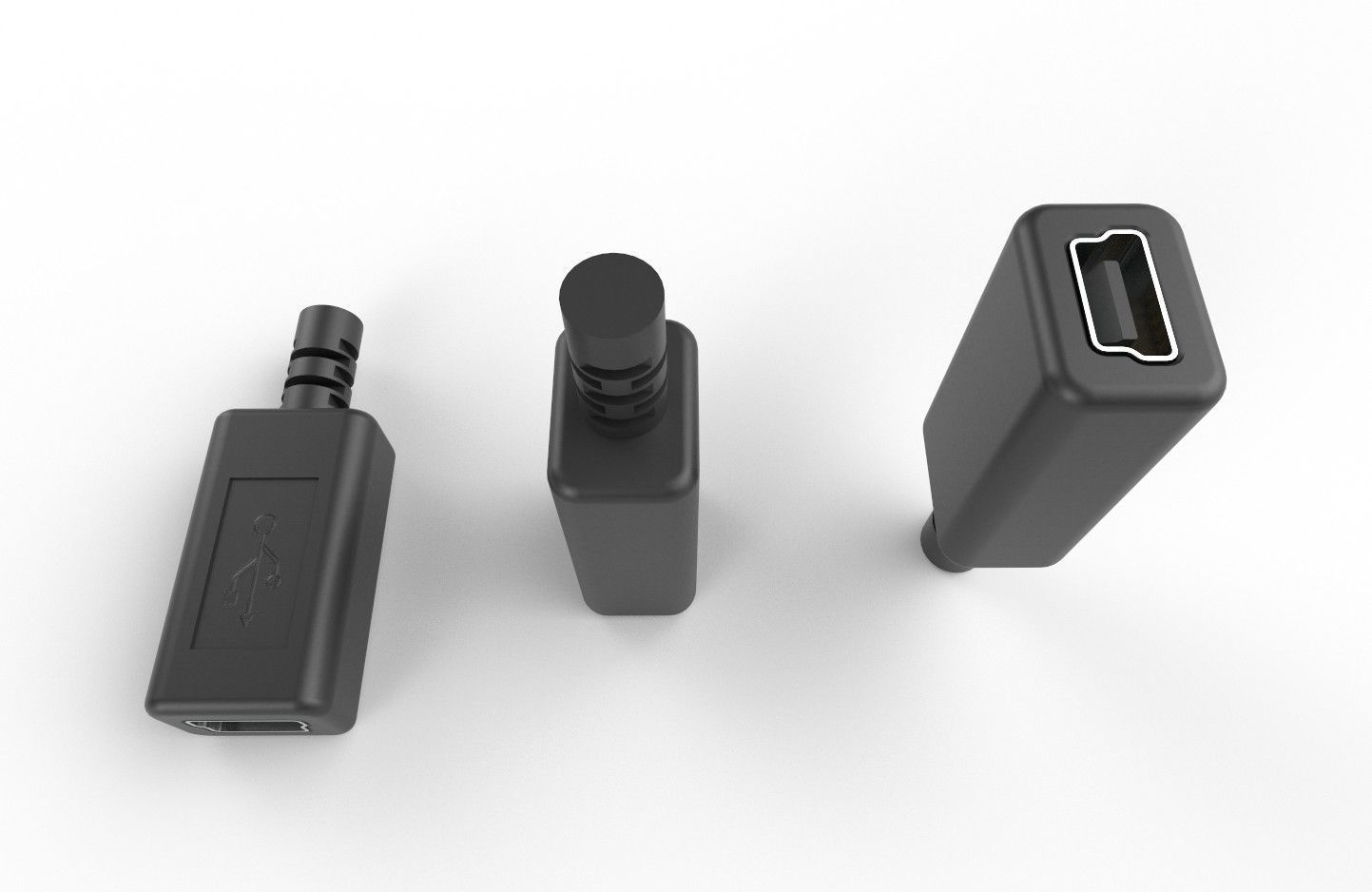 USB M5  Mini 20 Type B Female V1 Low-poly 3D model_14