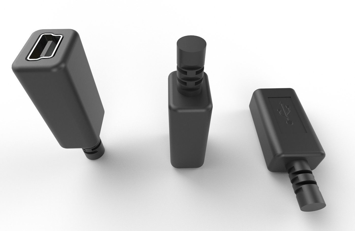 USB M5  Mini 20 Type B Female V1 Low-poly 3D model_26