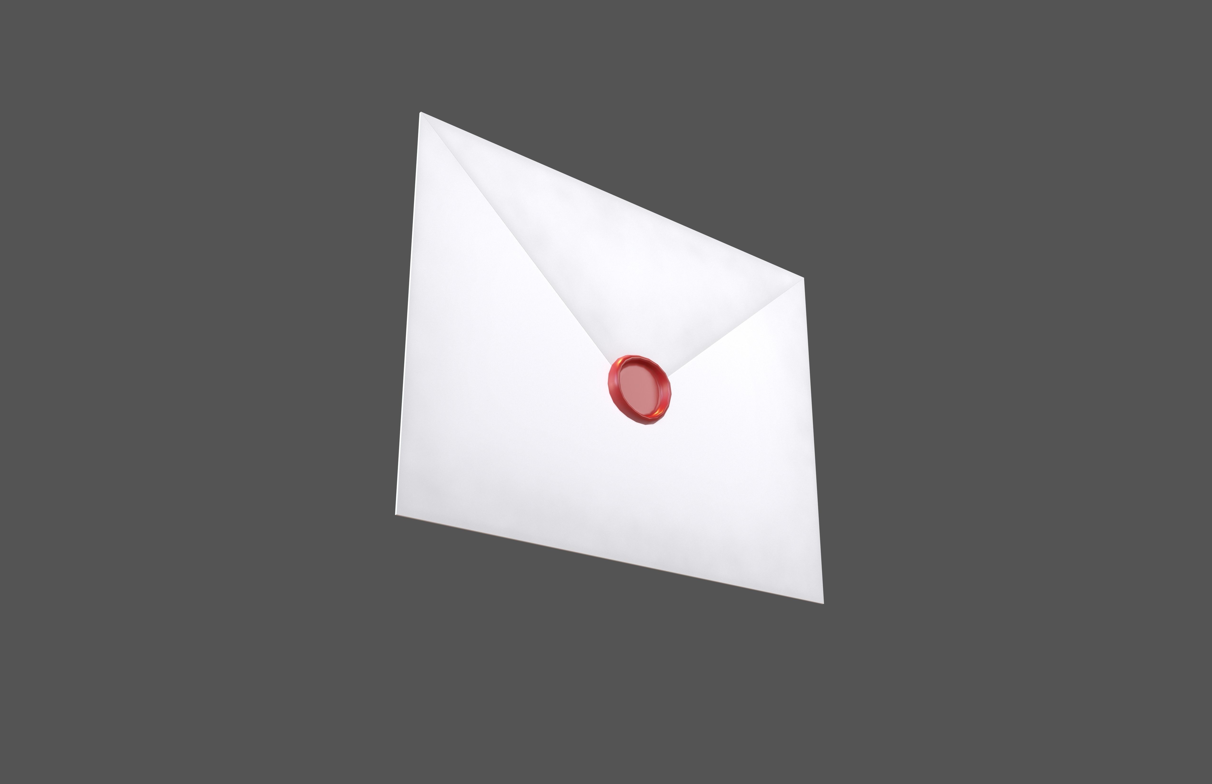 Envelope With Wax Seal v1 002 Low-poly 3D model_3