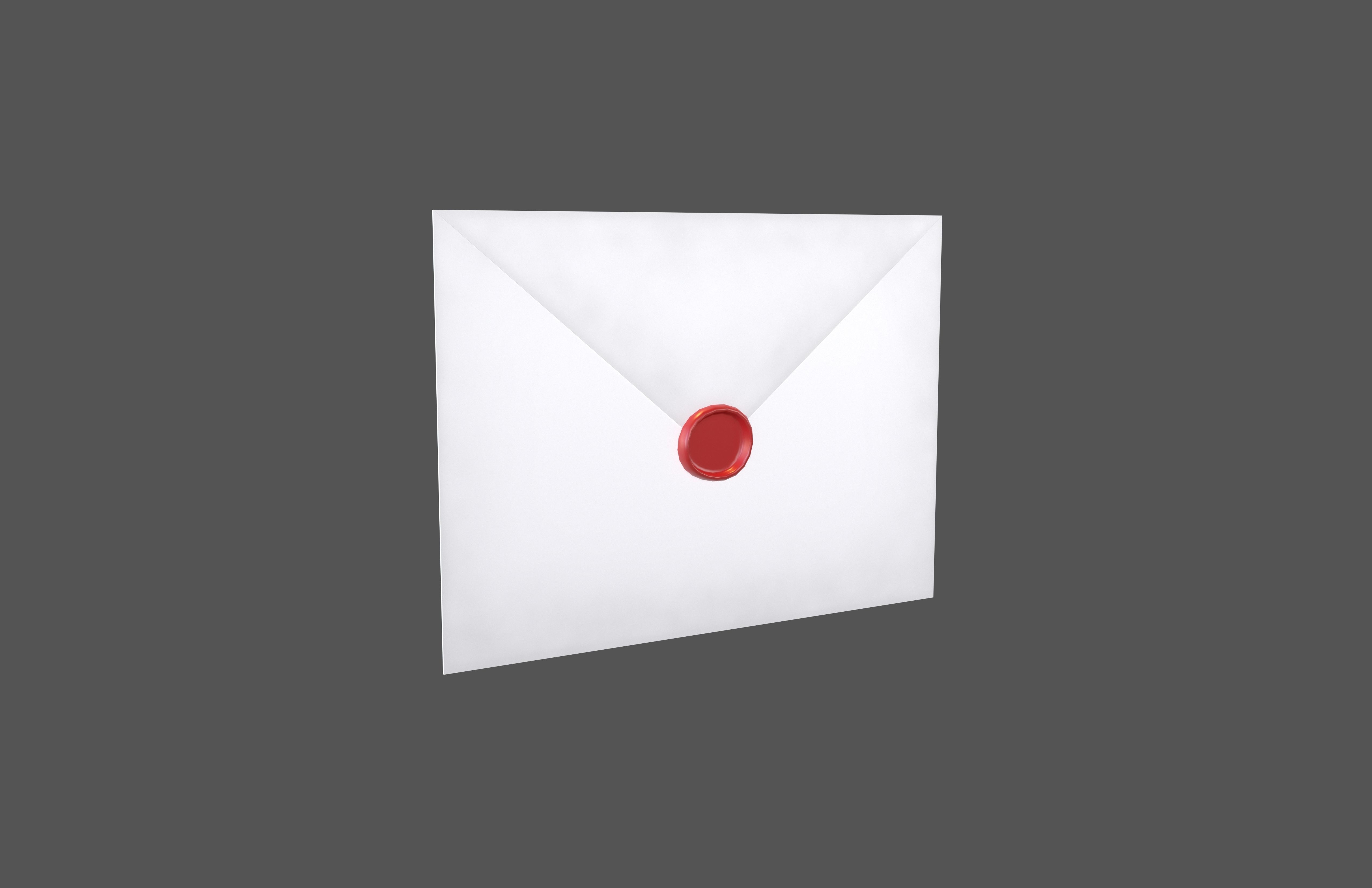Envelope With Wax Seal v1 002 Low-poly 3D model_1