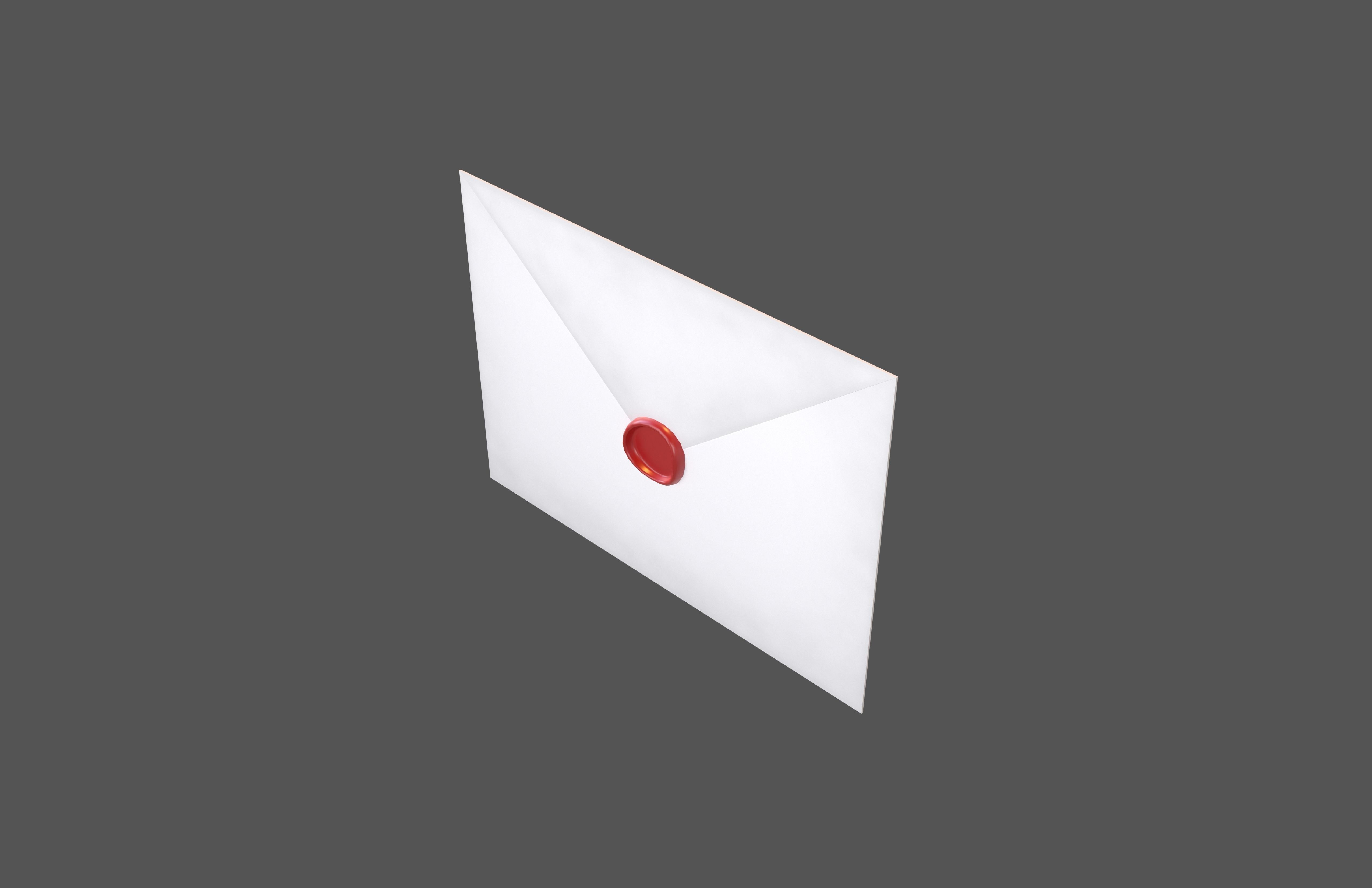 Envelope With Wax Seal v1 002 Low-poly 3D model_2