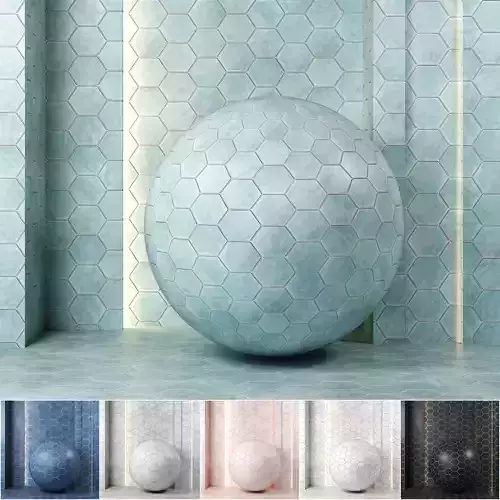4k 6color Sasha Hex Matte Porcelain Hexagon Tile-Seamless Texture