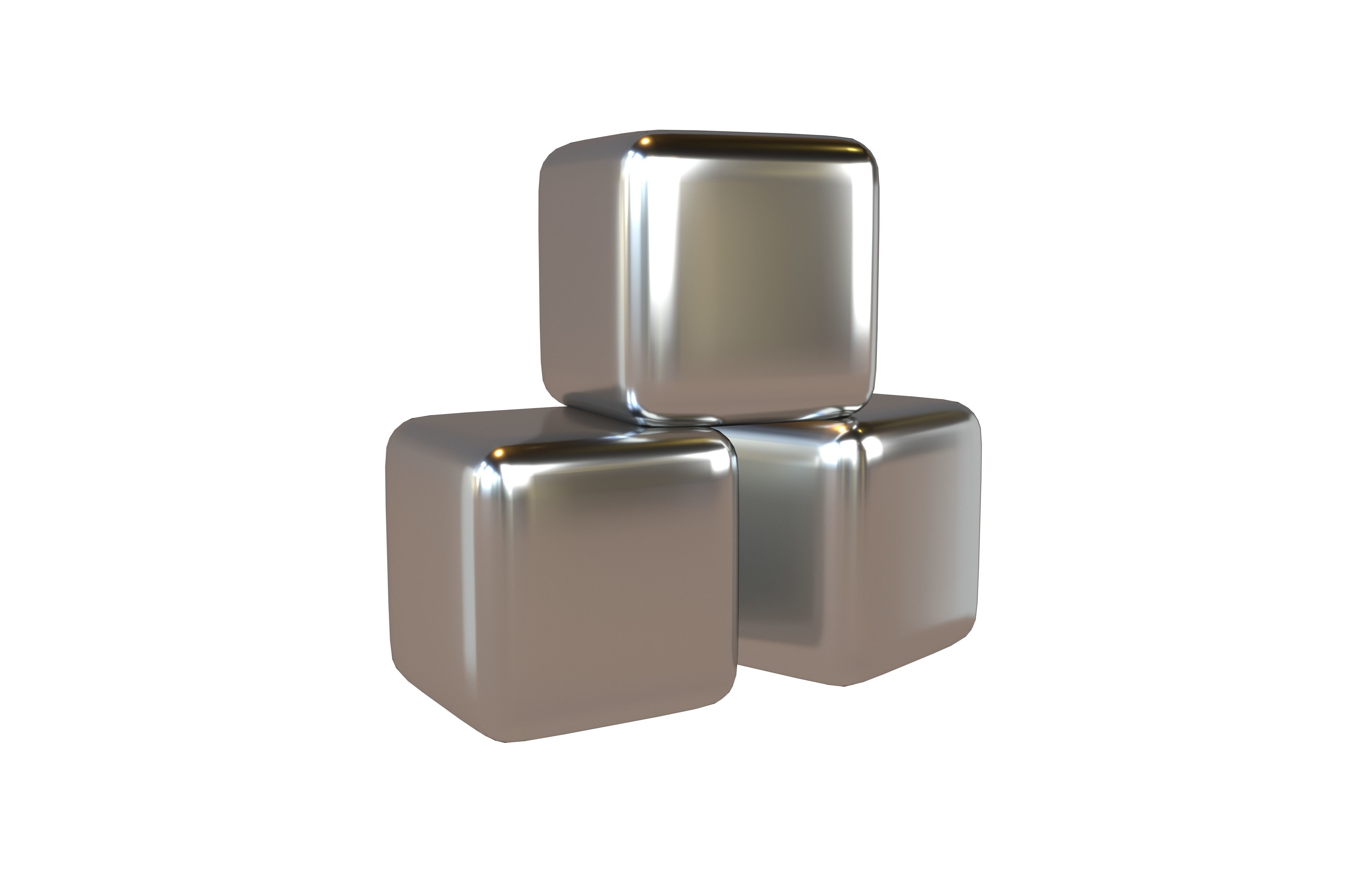 Stainless Steel Ice Cubes v2 001 Low-poly 3D model_1