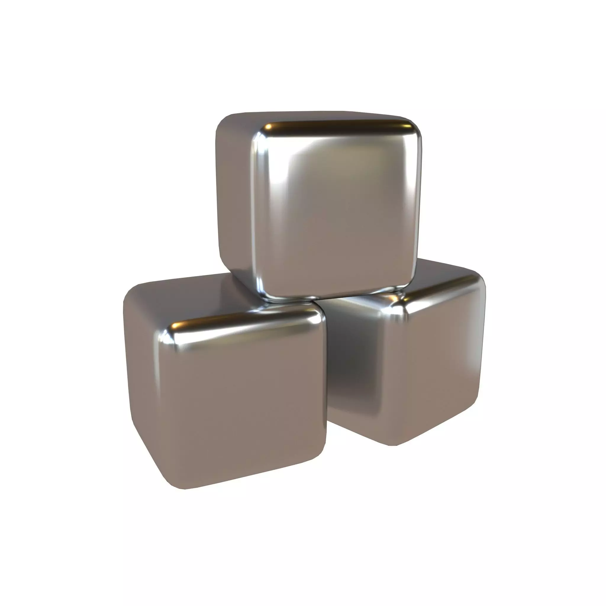 Stainless Steel Ice Cubes v2 001 Low-poly 3D model_0