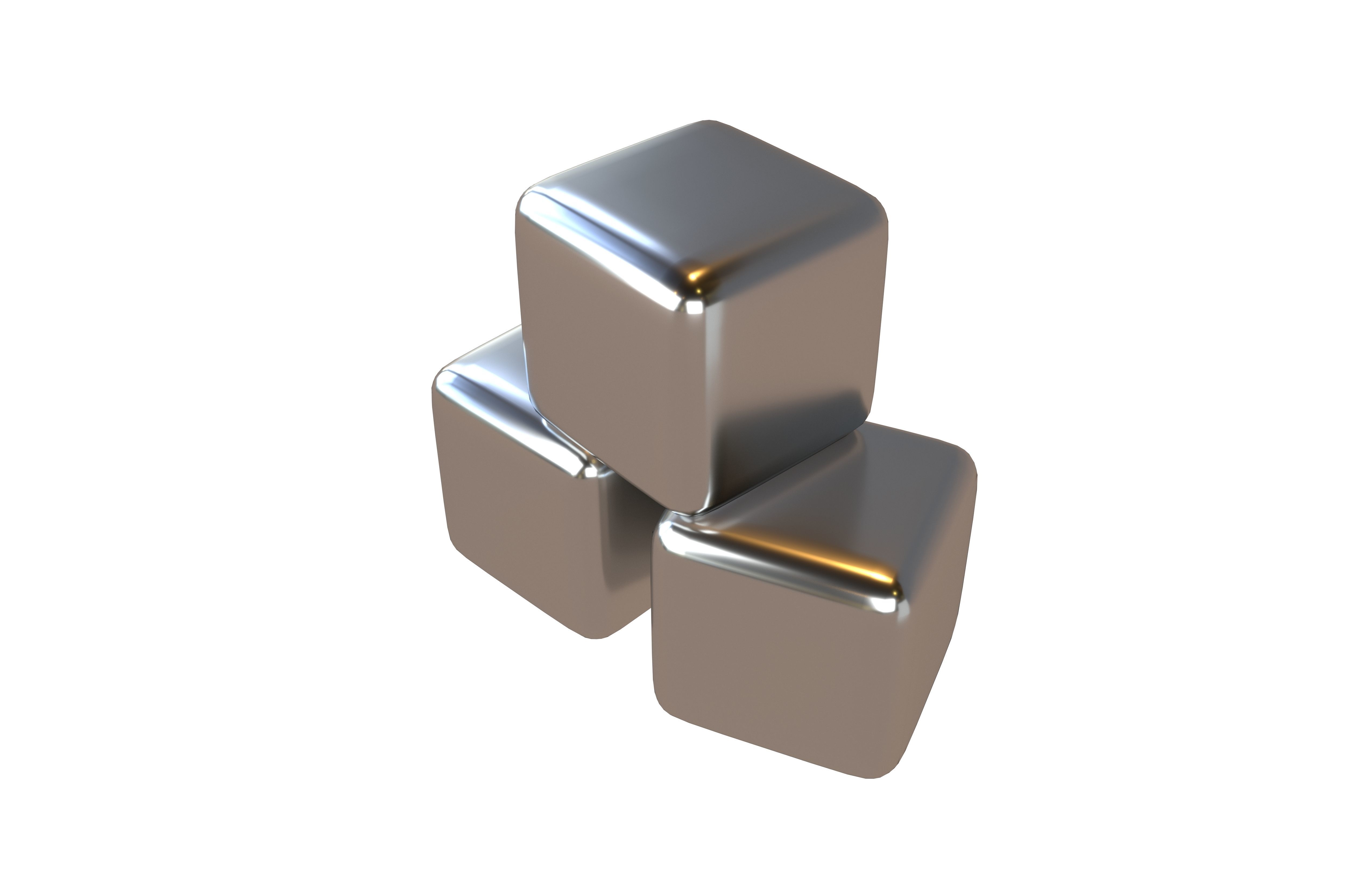 Stainless Steel Ice Cubes v2 001 Low-poly 3D model_2