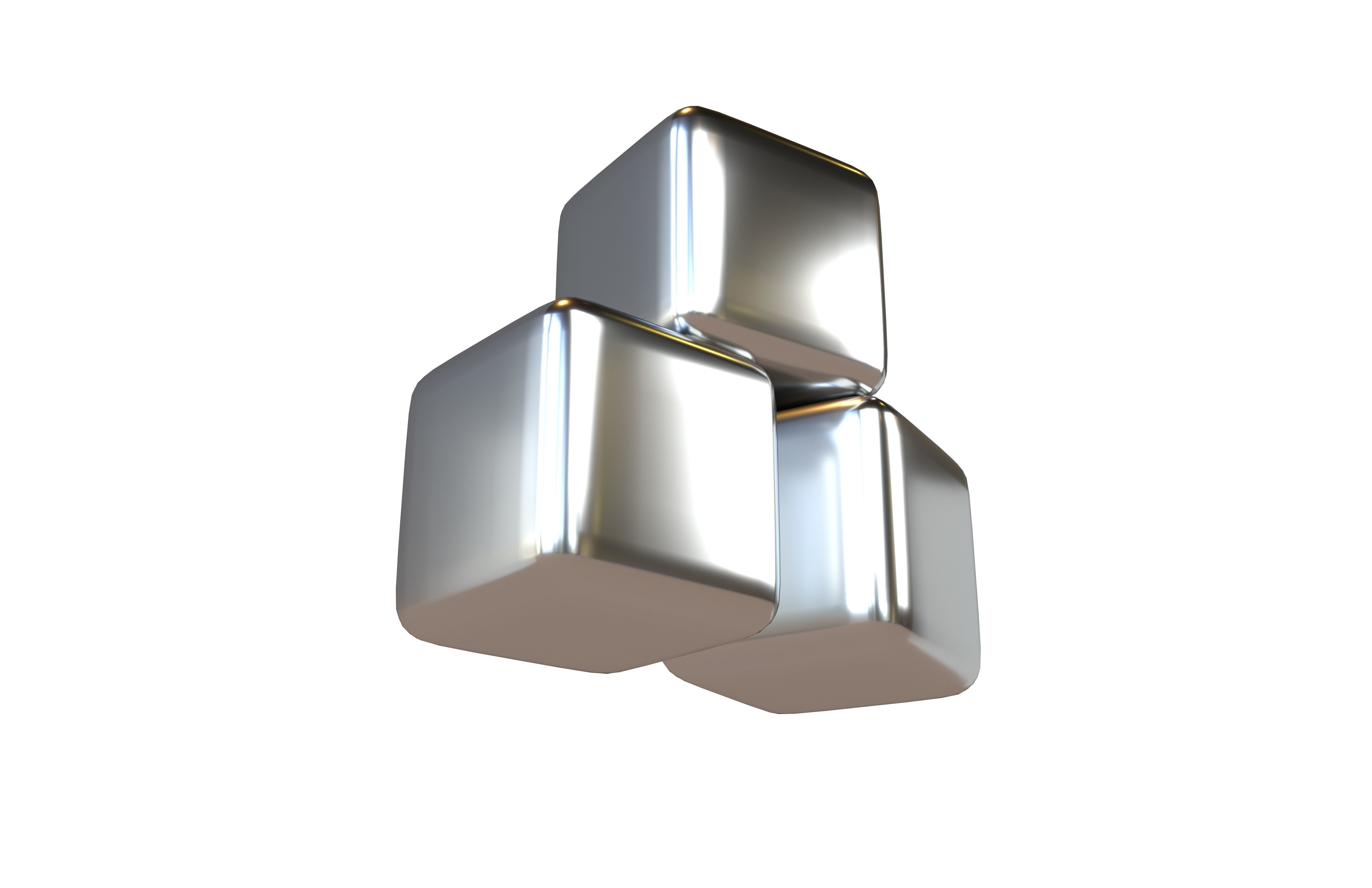 Stainless Steel Ice Cubes v2 001 Low-poly 3D model_3