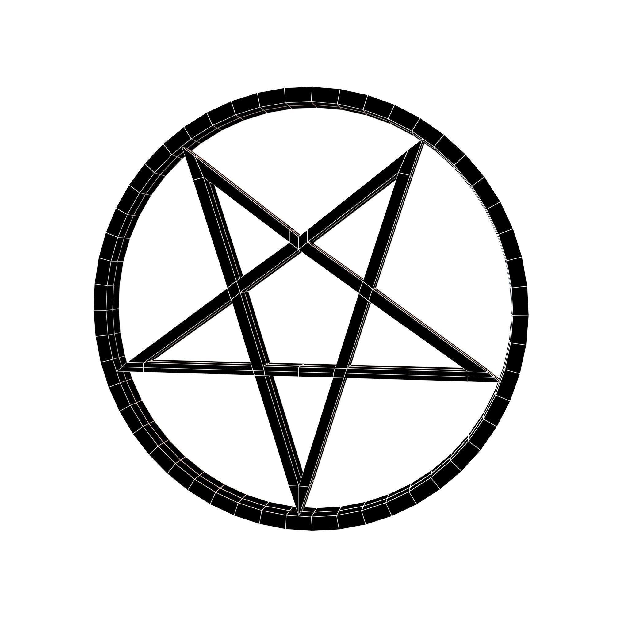 Inverted Pentagram Symbol v2 001 Low-poly 3D model_4