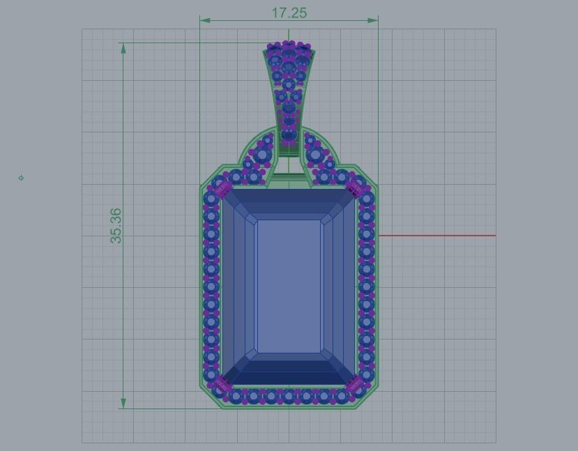 Blue Topaz pendant with diamonds 3D print model_3