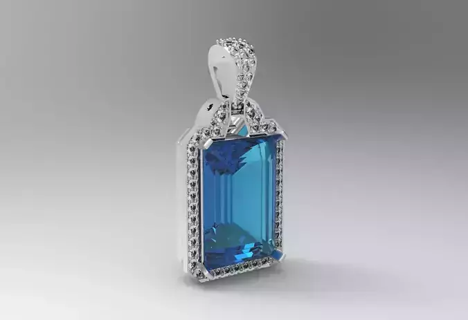 Blue Topaz pendant with diamonds 3D print model