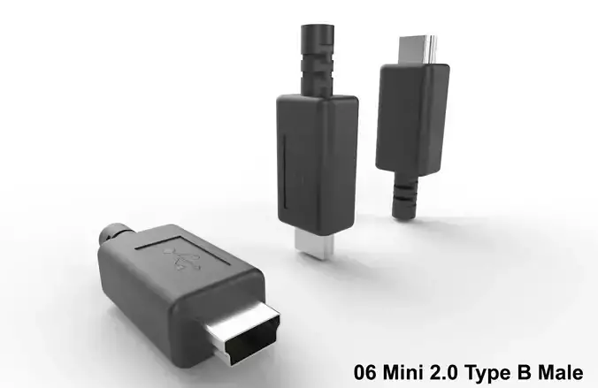 USB M6  Mini 20 Type B Male Low-poly 3D model