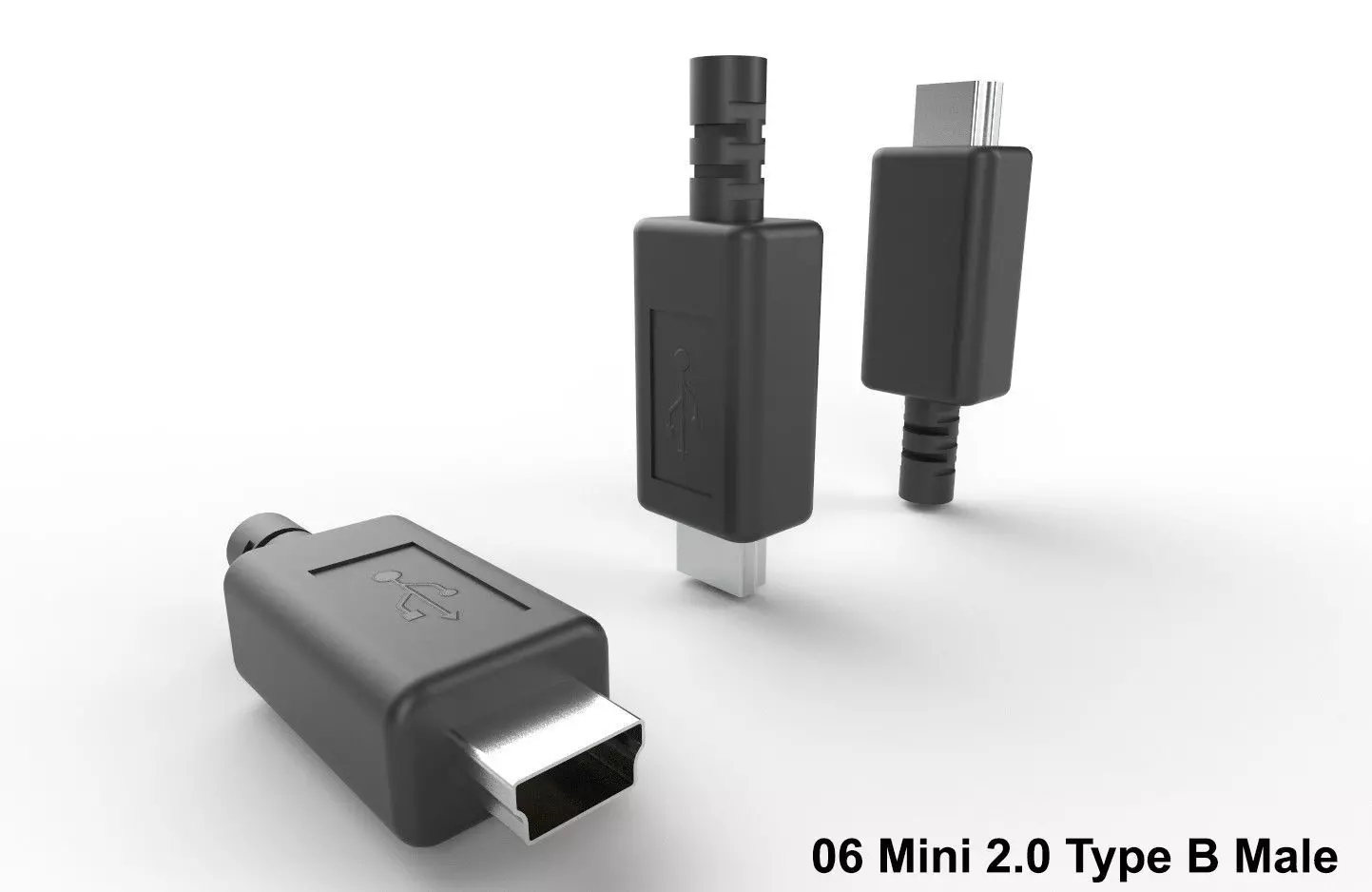 USB M6  Mini 20 Type B Male Low-poly 3D model_0