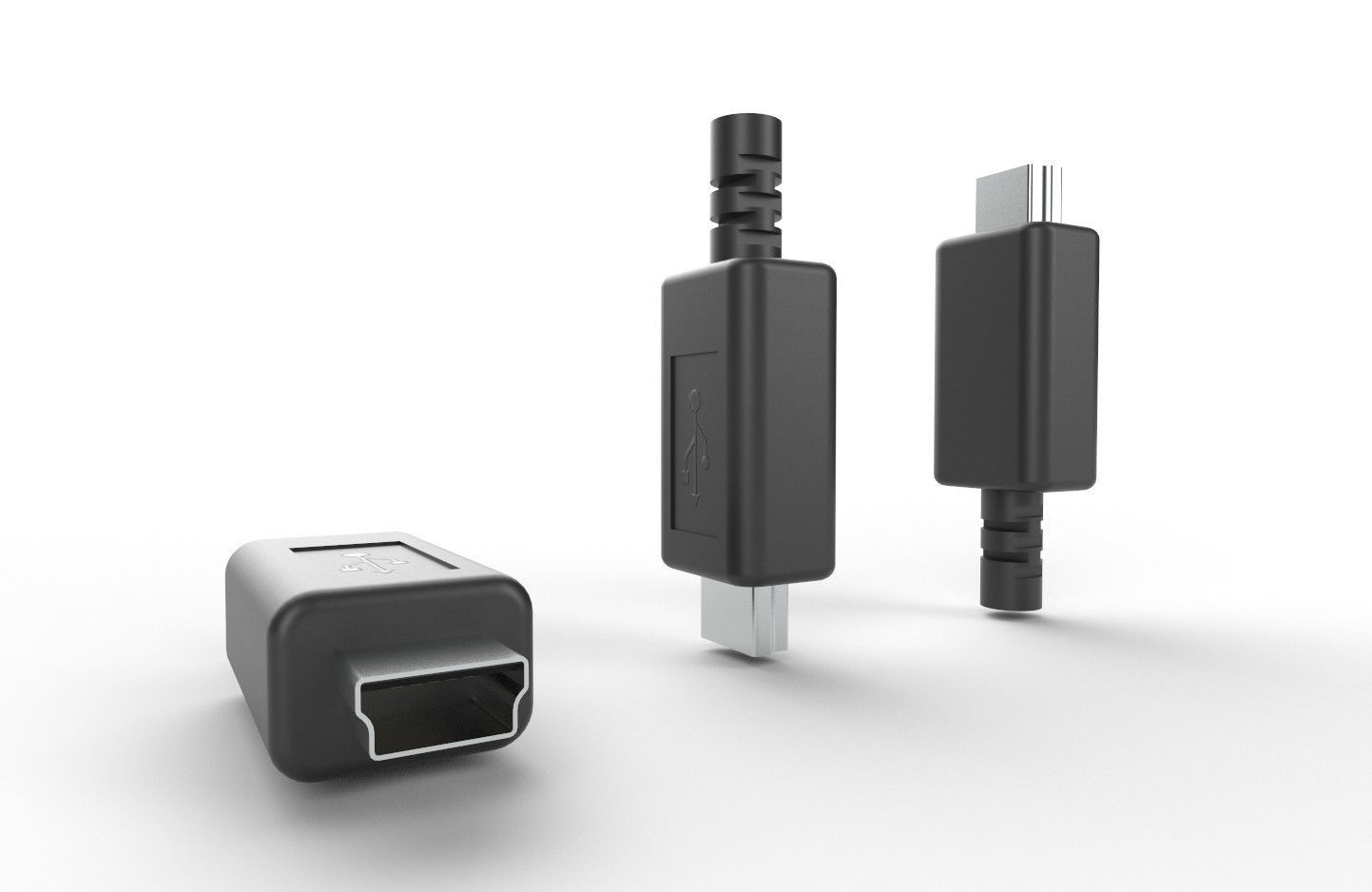 USB M6  Mini 20 Type B Male Low-poly 3D model_18