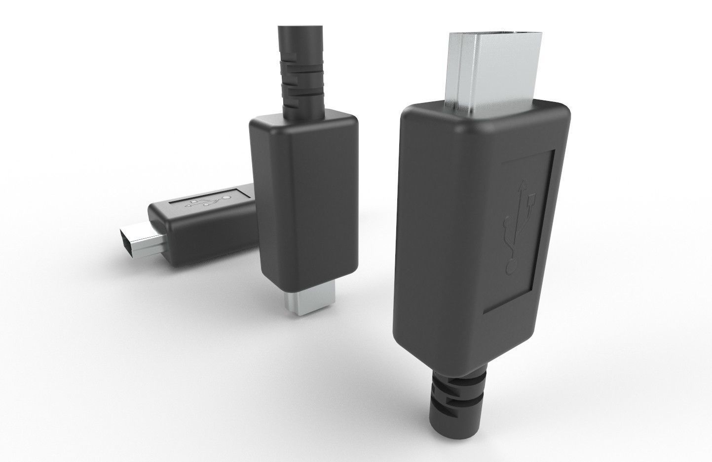 USB M6  Mini 20 Type B Male Low-poly 3D model_7