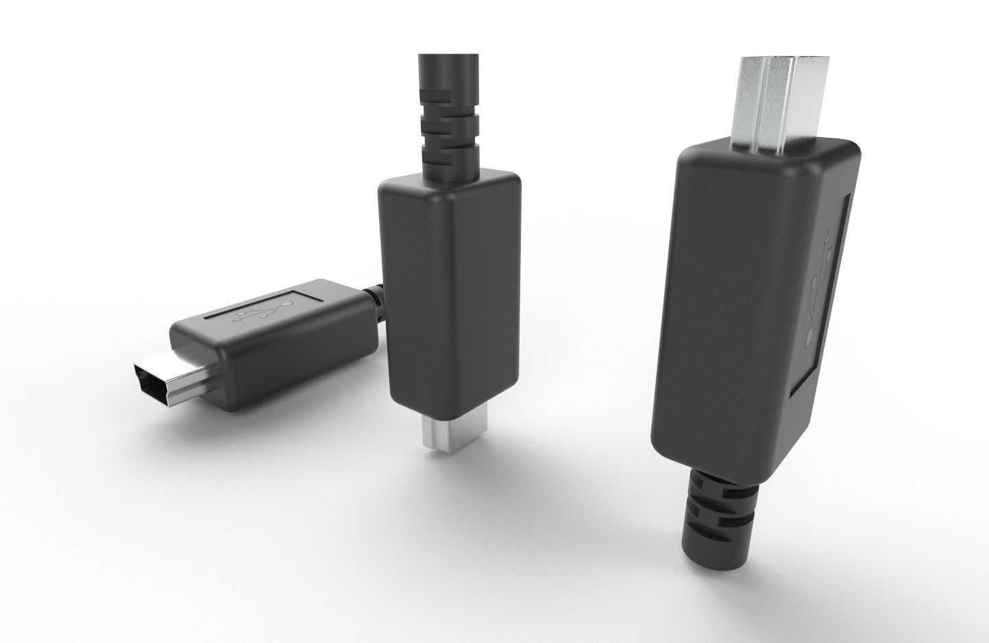 USB M6  Mini 20 Type B Male Low-poly 3D model_20