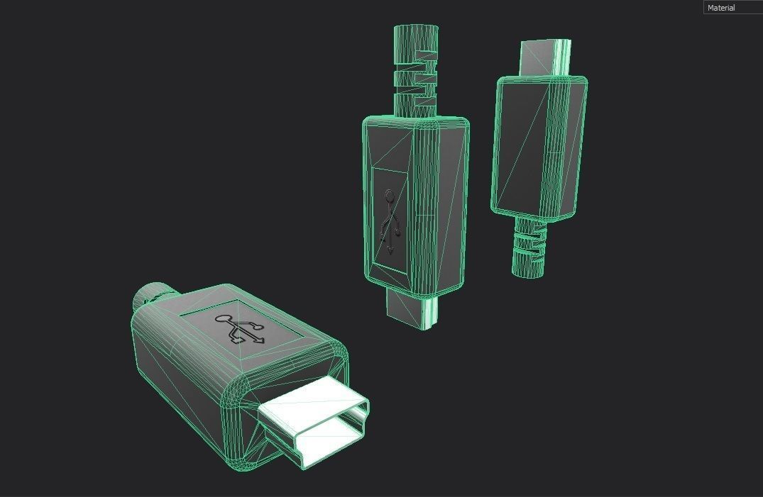 USB M6  Mini 20 Type B Male Low-poly 3D model_16