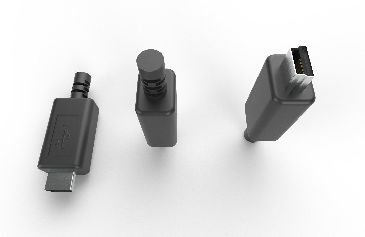 USB M6  Mini 20 Type B Male Low-poly 3D model_11