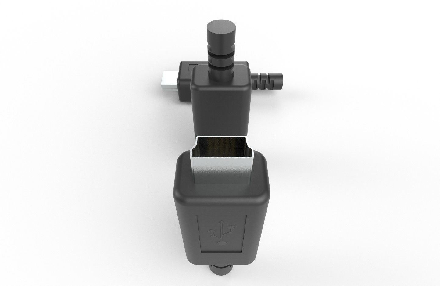 USB M6  Mini 20 Type B Male Low-poly 3D model_8