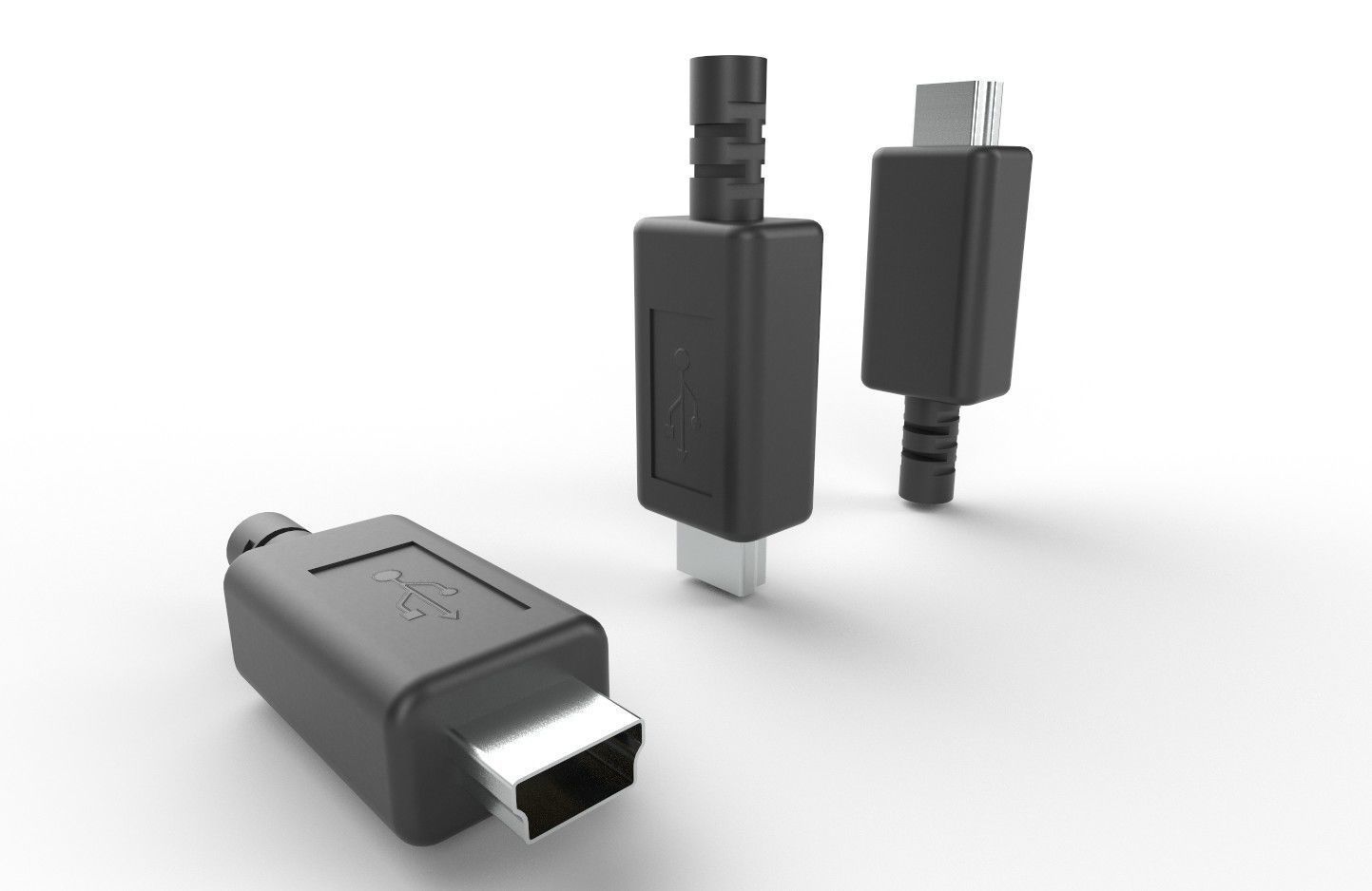 USB M6  Mini 20 Type B Male Low-poly 3D model_1