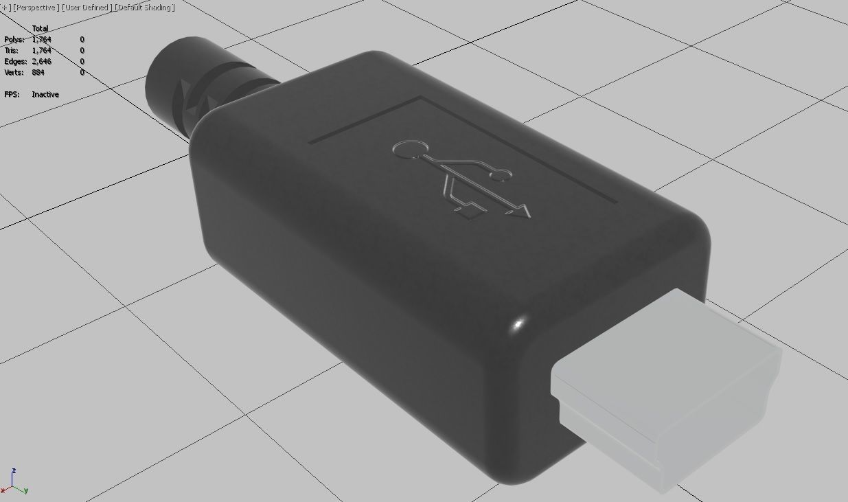 USB M6  Mini 20 Type B Male Low-poly 3D model_14