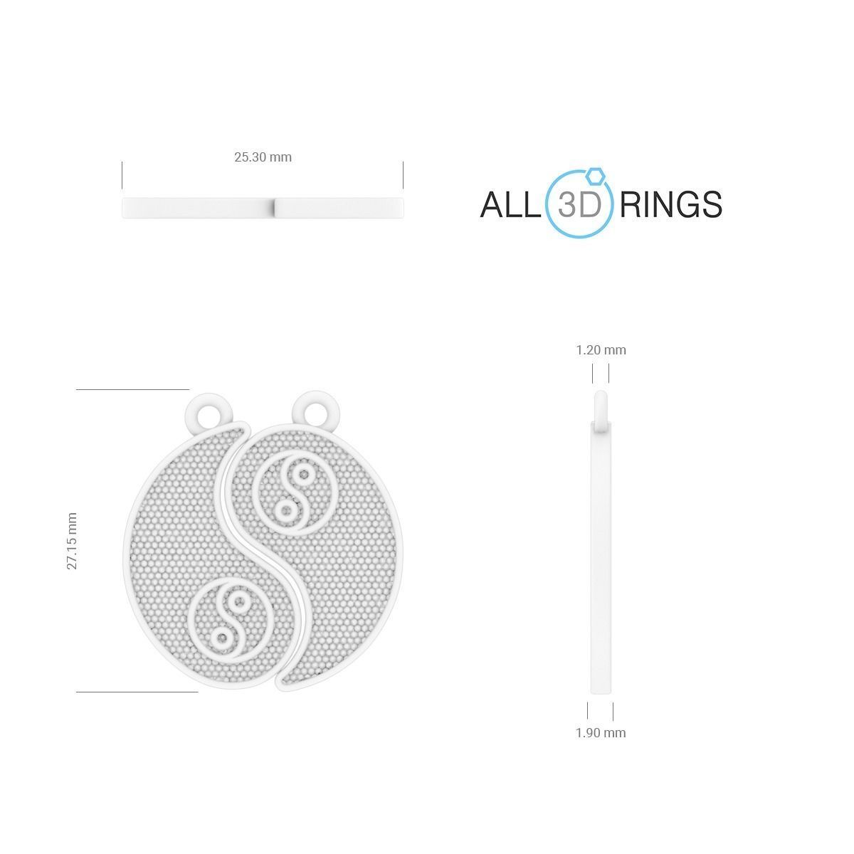 Pendant puzzle Yin Yang Free 3D print model_5