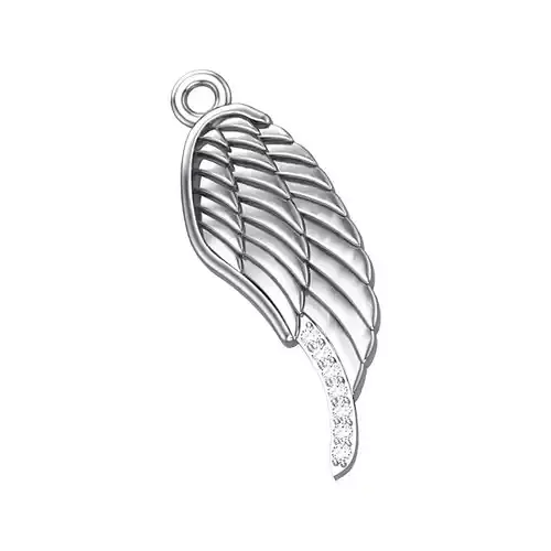 Wing pendant with diamonds