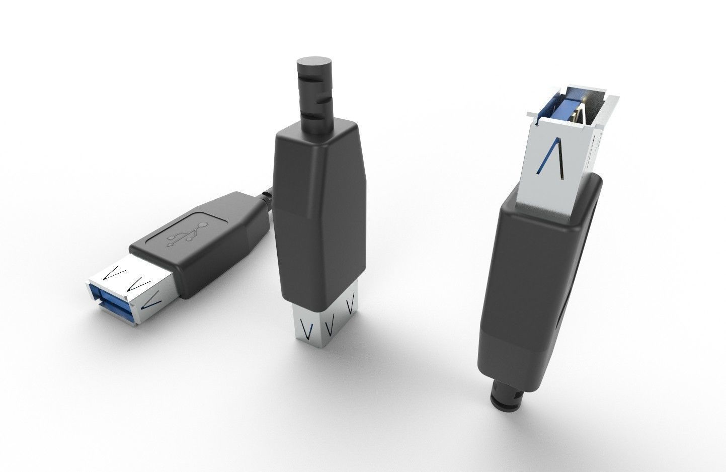 USB M7  Type A Female V1 Low-poly 3D model_30