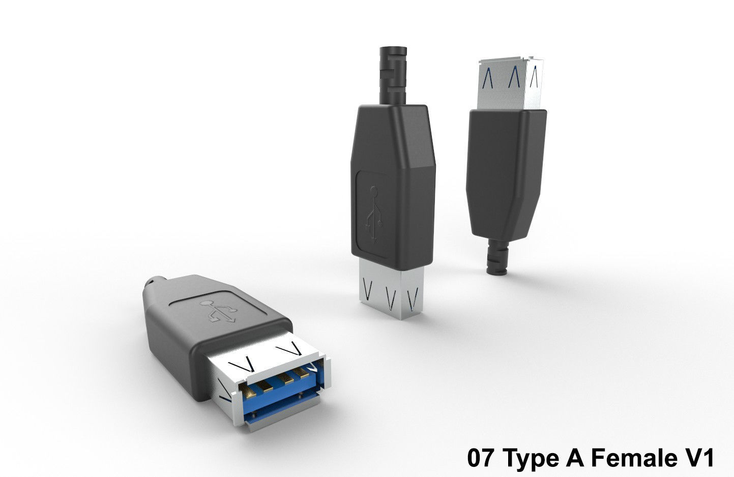 USB M7  Type A Female V1 Low-poly 3D model_17