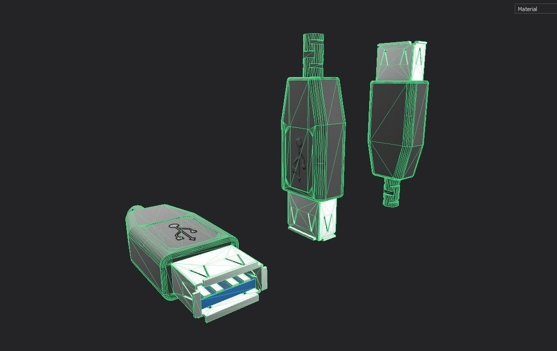 USB M7  Type A Female V1 Low-poly 3D model_2