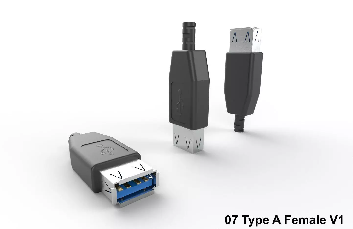 USB M7  Type A Female V1 Low-poly 3D model_0