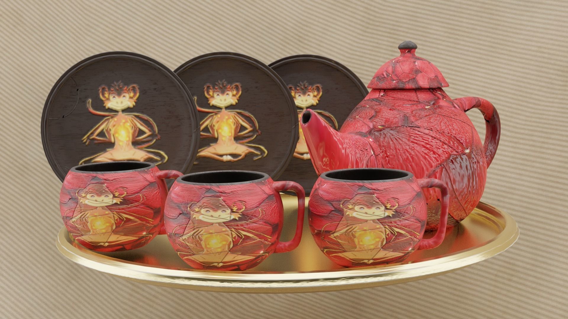 Tea Party with a Monkey 3D model_1