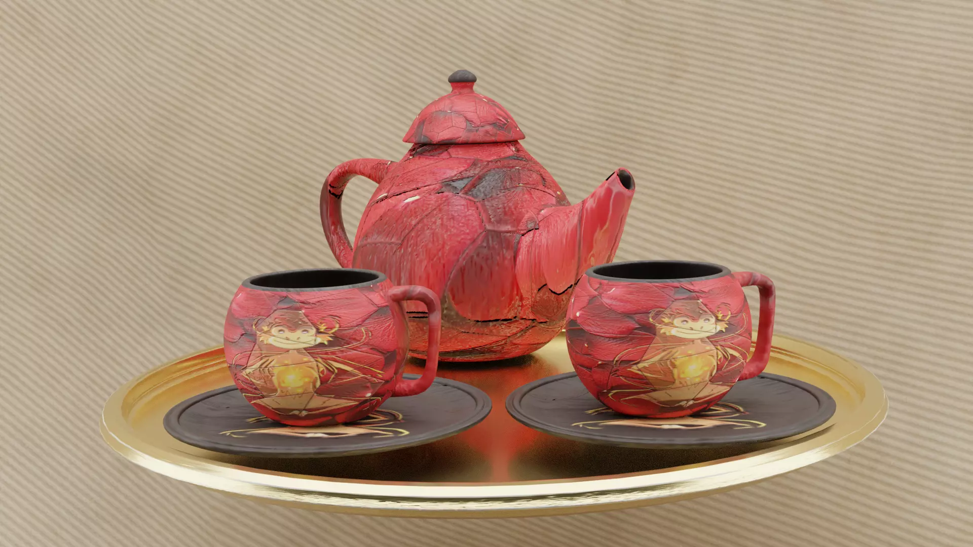 Tea Party with a Monkey 3D model_0