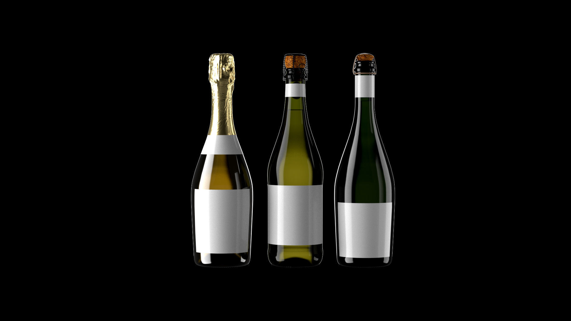 Champagne bottle prosecco 3D model_4