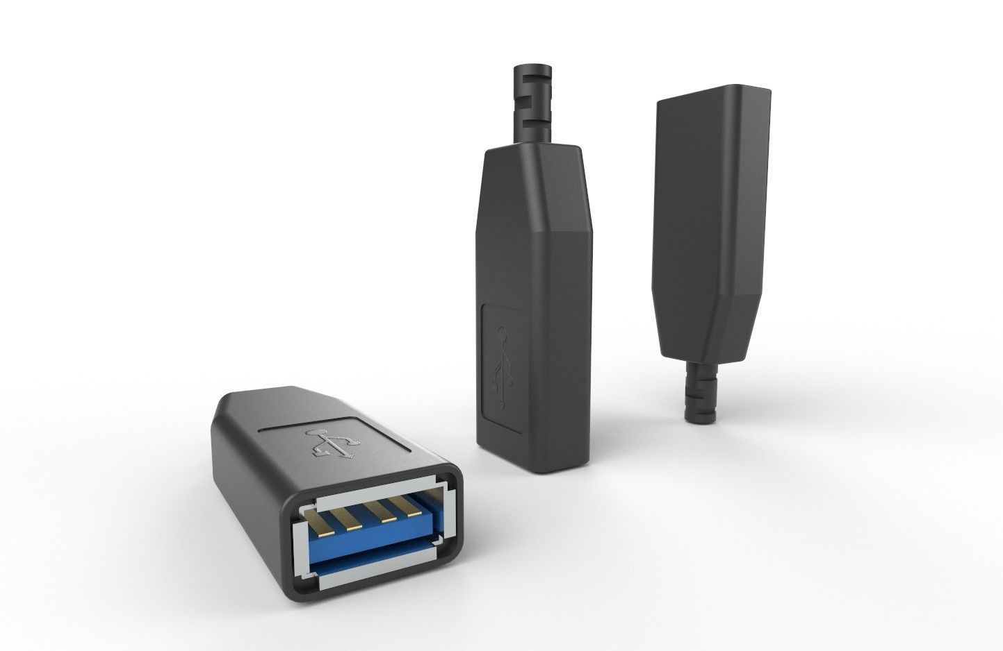 USB M8 Type A Female V2 Low-poly 3D model_3