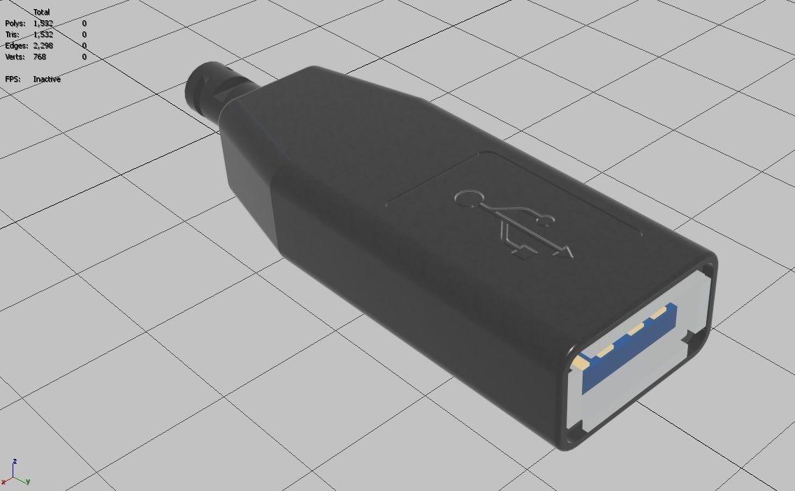 USB M8 Type A Female V2 Low-poly 3D model_16