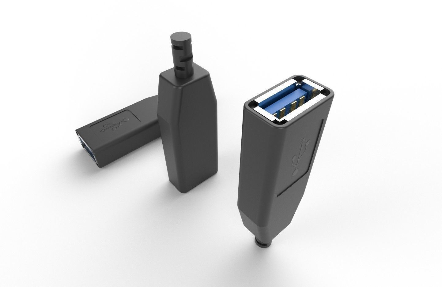 USB M8 Type A Female V2 Low-poly 3D model_8