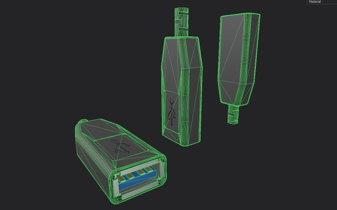 USB M8 Type A Female V2 Low-poly 3D model_18