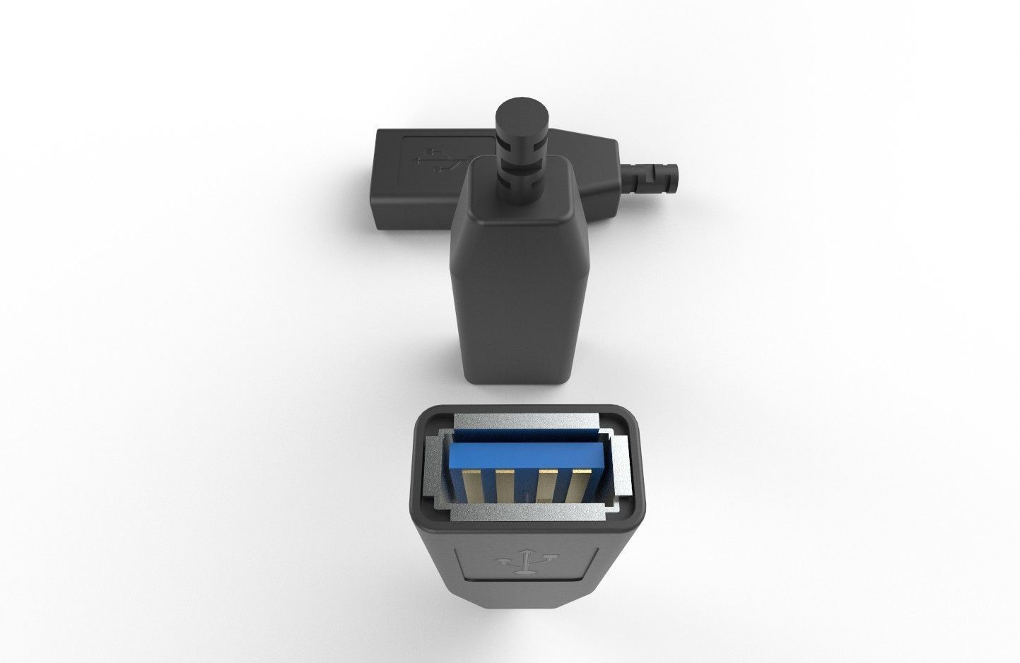 USB M8 Type A Female V2 Low-poly 3D model_25