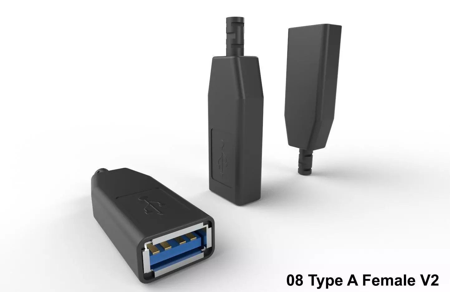 USB M8 Type A Female V2 Low-poly 3D model_0