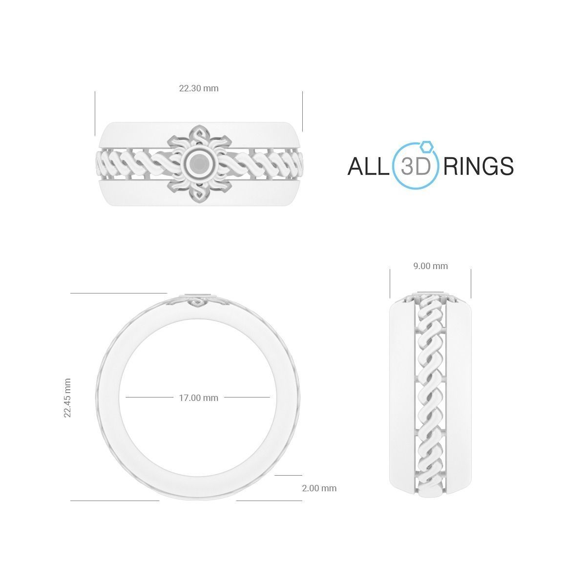 Wedding ring with Celtic pattern Free 3D print model_5