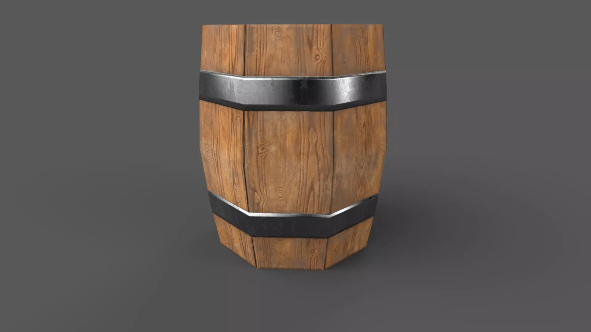 Wooden Barrel Low-poly 3D model_0