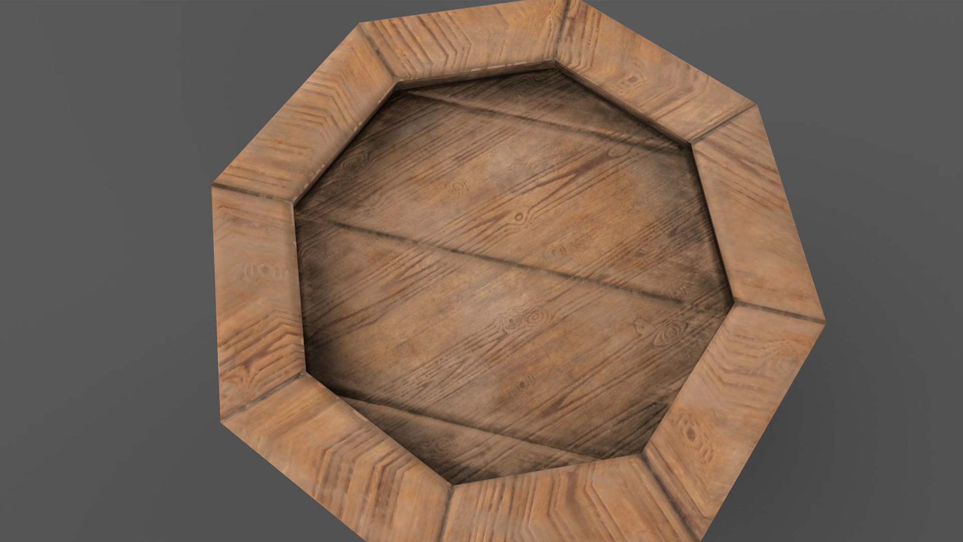 Wooden Barrel Low-poly 3D model_3