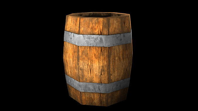 Wooden Barrel Low-poly 3D model
