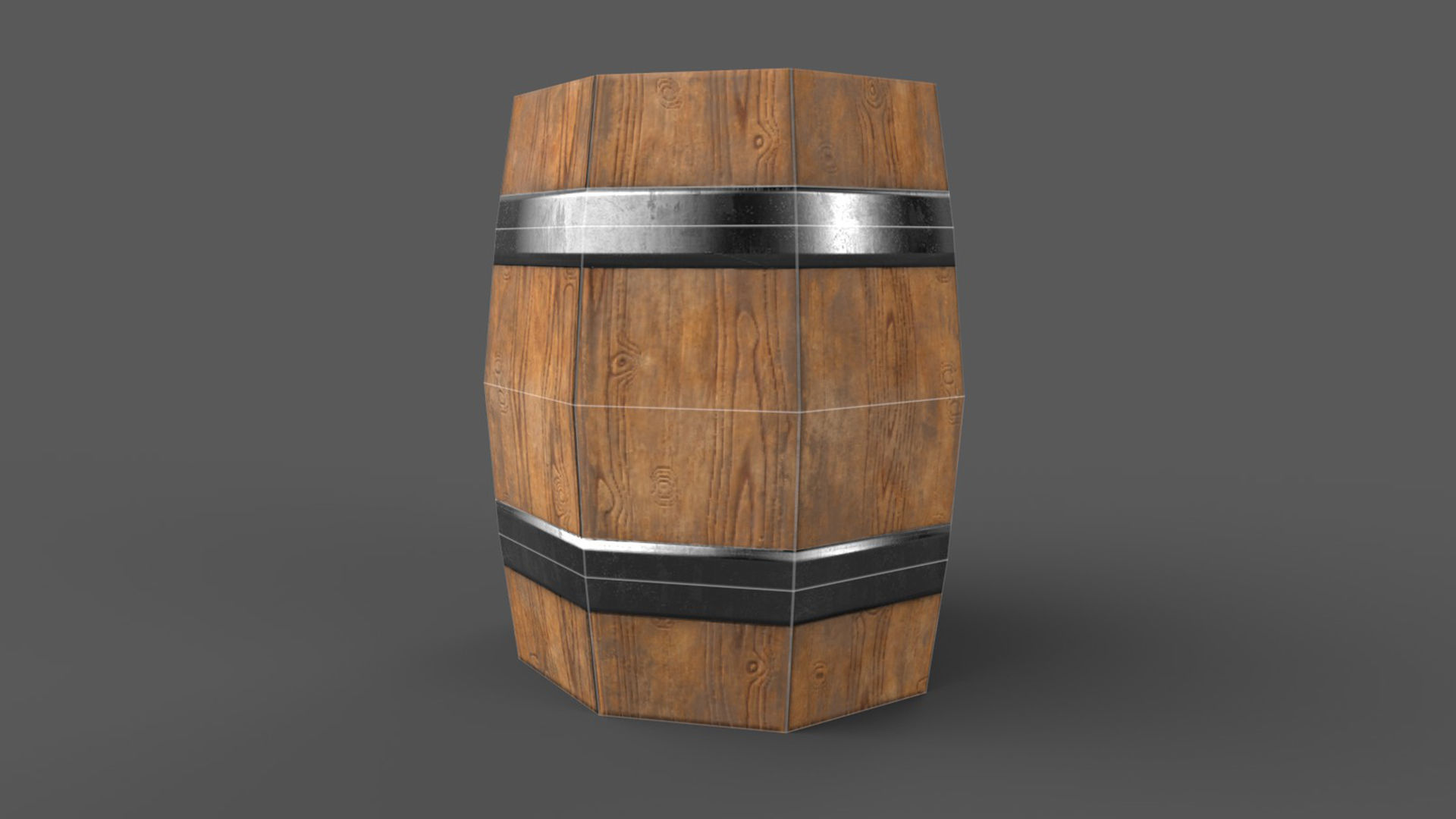 Wooden Barrel Low-poly 3D model_1