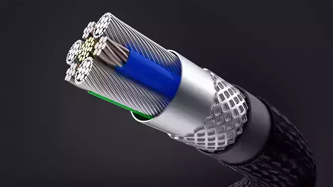 Charge wire line cable section Amazon USB Type-C C4D 3D model