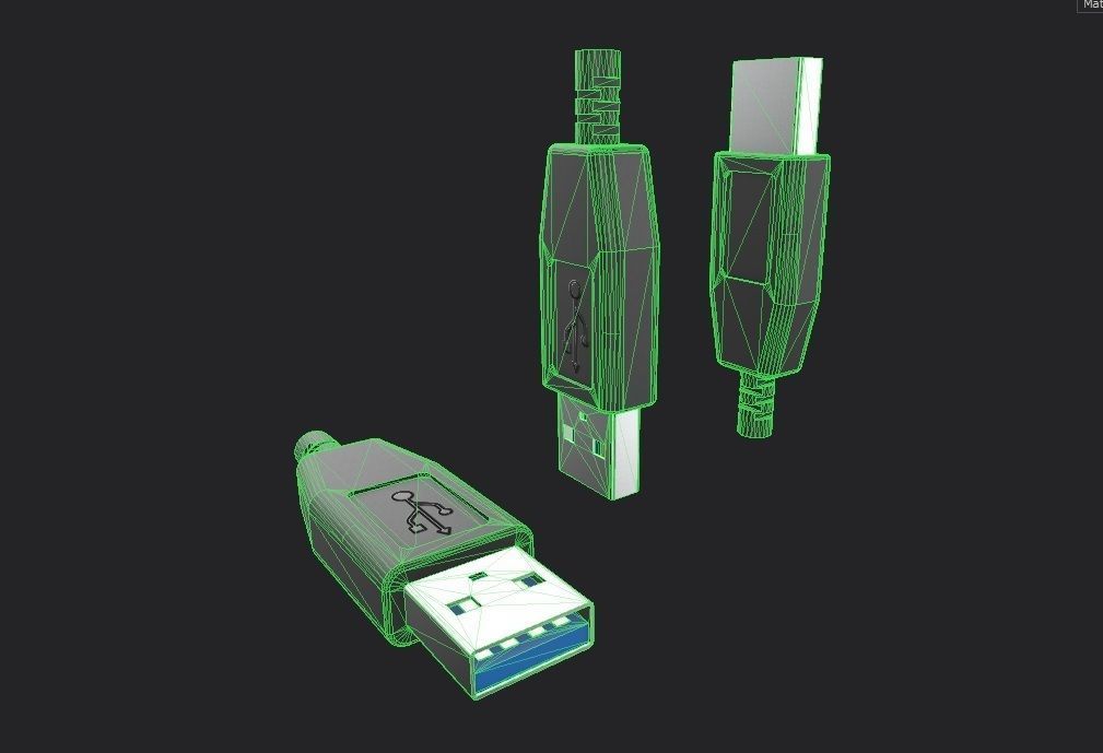 USB M9 Type A Male Low-poly 3D model_2