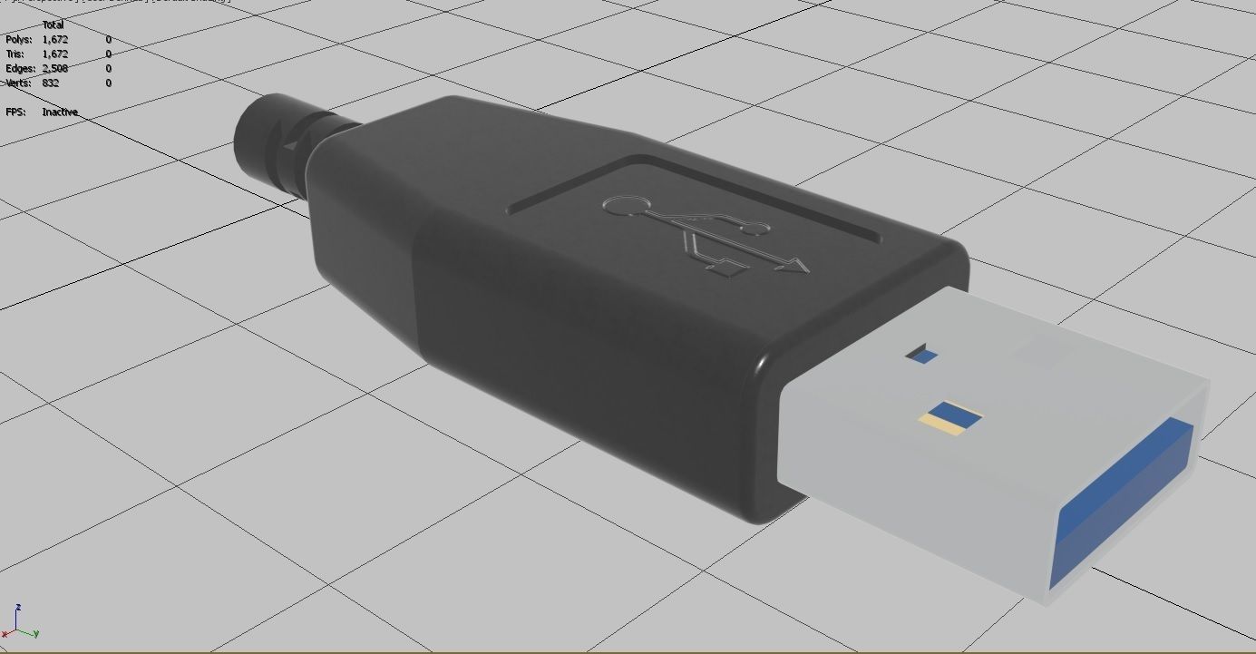 USB M9 Type A Male Low-poly 3D model_33