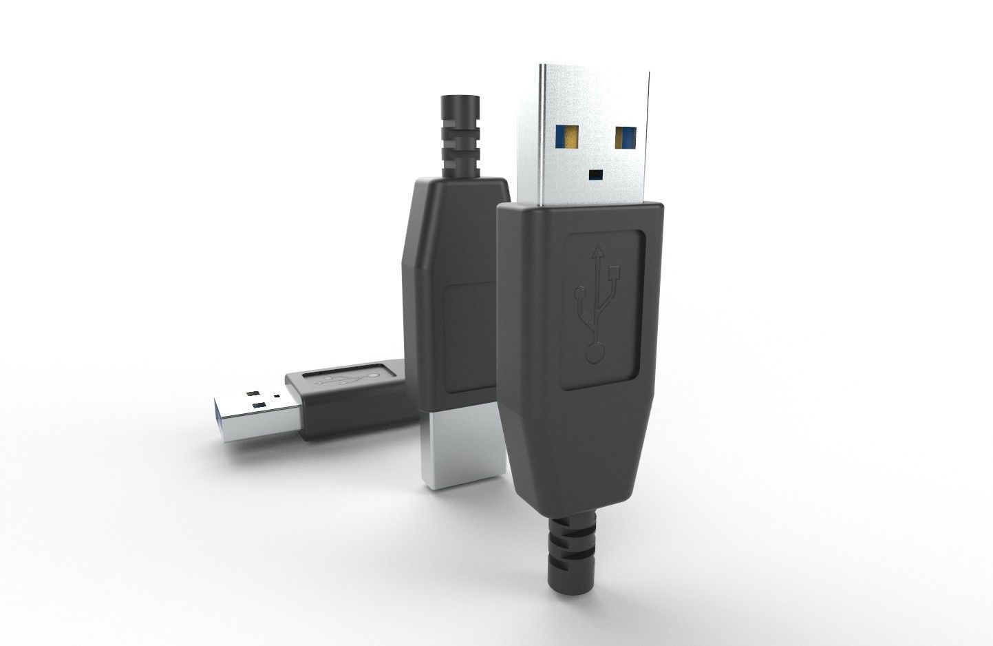 USB M9 Type A Male Low-poly 3D model_8