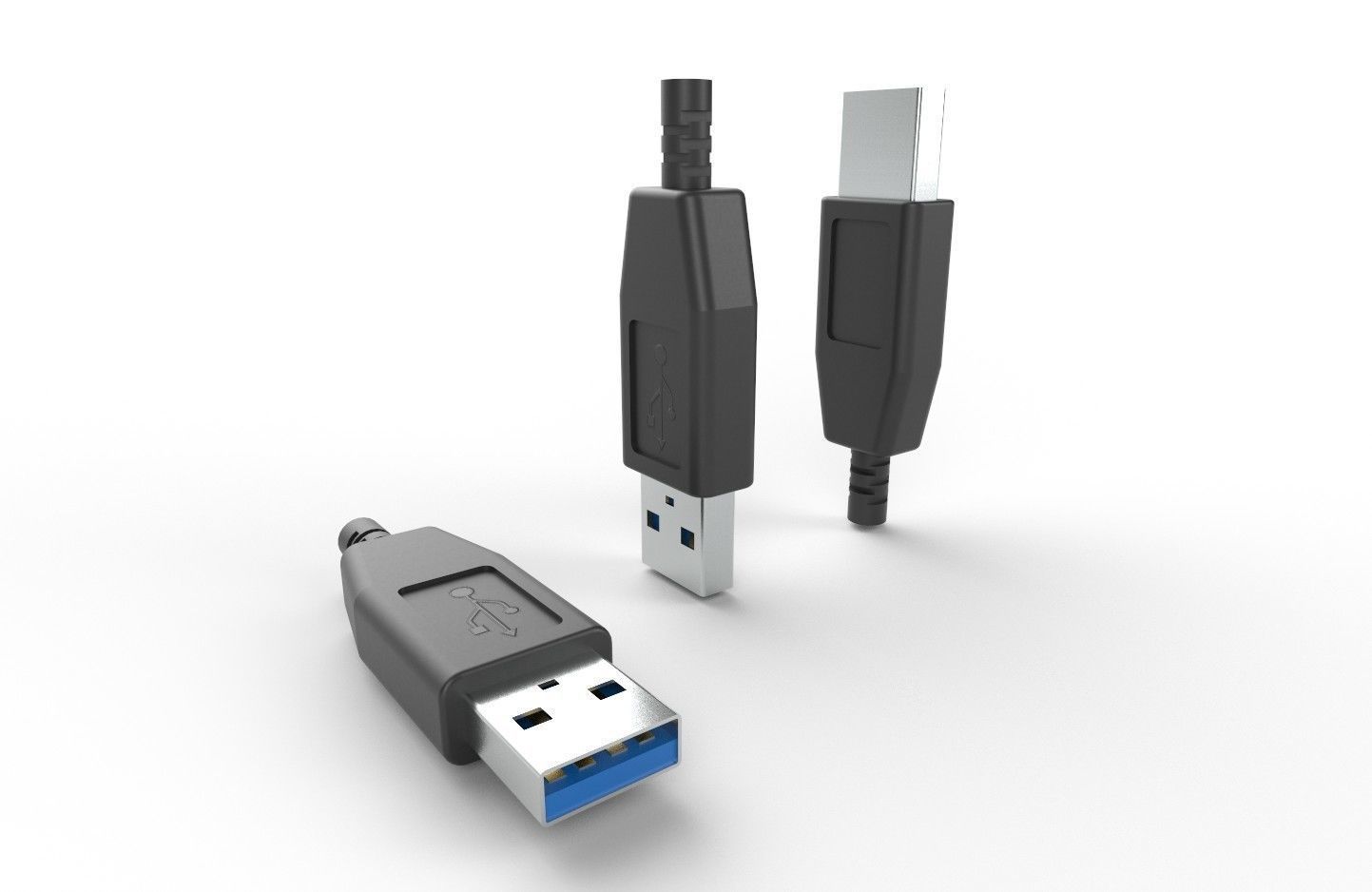 USB M9 Type A Male Low-poly 3D model_1
